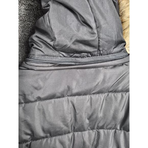 US Polo Assn Puffer Jacket Womens Medium Black Hood Faux Fur Long Zip Warm - Picture 7 of 12